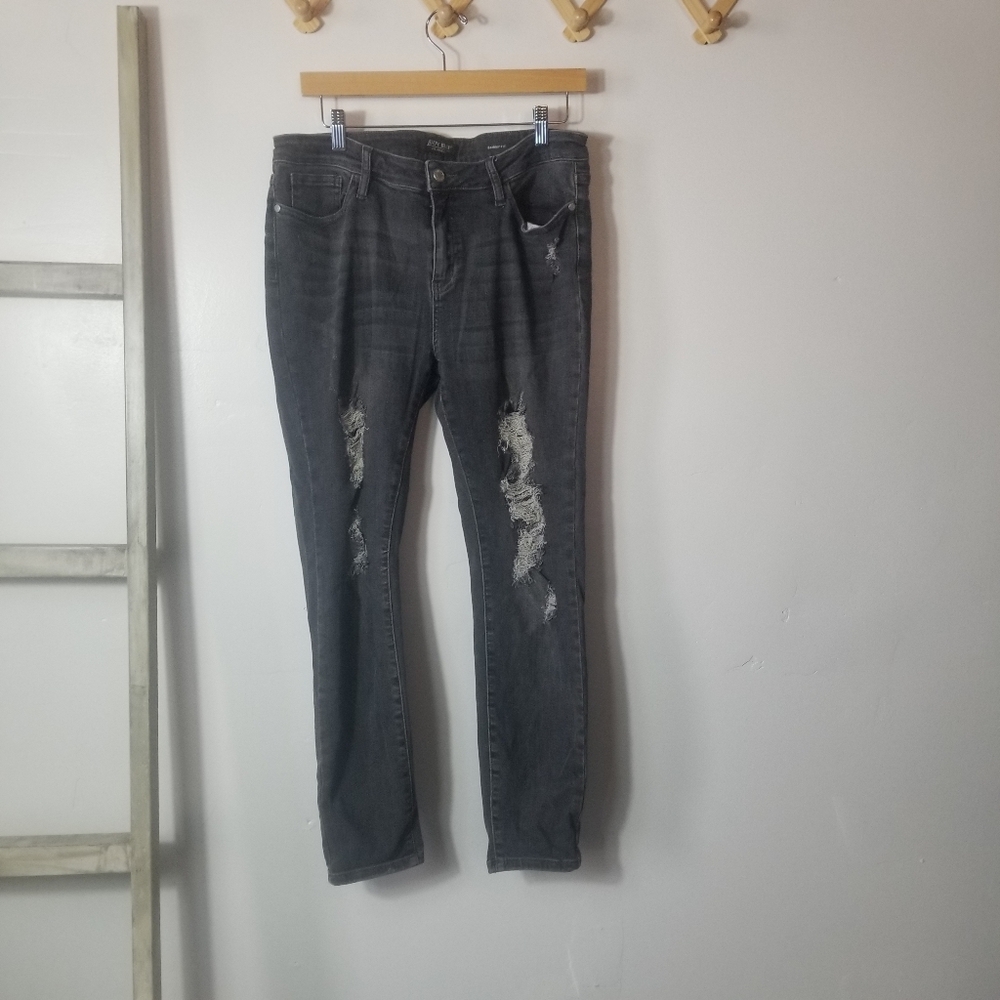 JUDY BLUE WOMEN'S DISTRESSED GRAYISH BLACK JEANS SIZE 15